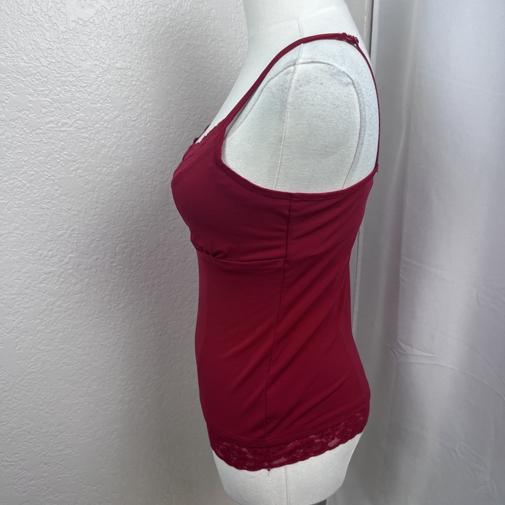 Vintage Y2K Babydoll Top Womens Small Red Cami Lace Trim Coquette Layering - Picture 3 of 9